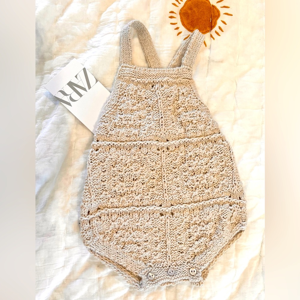 NWT Zara Mini Baby Beige Knit Romper